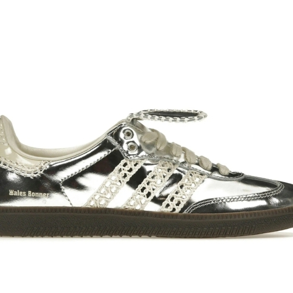 Adidas Metallic Silver and Cream Sneakers
